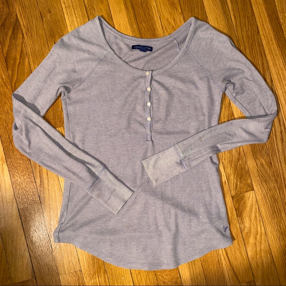 American Eagle Henley Shirt in Grey